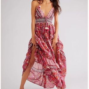 NWT FREE PEOPLE real love pink maxi in meadow combo size medium